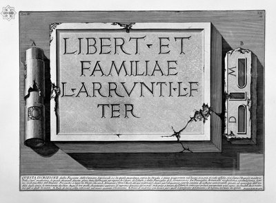 Inschrift im Grab der Familie L. Arrunzio von Giovanni Battista Piranesi